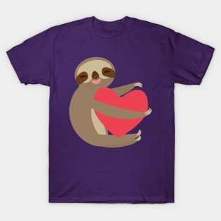 Cute sloth with red heart 2 T-Shirt